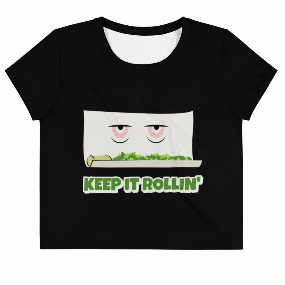 Kinky Cloth Keep It Rollin Crop Top Tee Stoner 1 Kinky Cloth Keep It Rollin Crop Top Tee Stoner