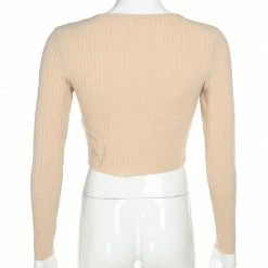 Kinky Cloth Khaki Cardigan With Pearl Buttons Top & Tees