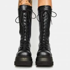 Kinky Cloth Knee High Platform Boots
