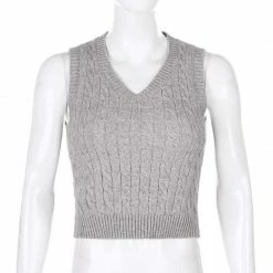 Kinky Cloth Knitted Twist Vest Sweater Top & Tees
