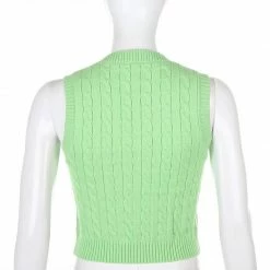 Kinky Cloth Knitted Twist Vest Sweater Top & Tees