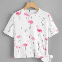 Spocket Knot Sided Flamingo Tee