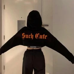 Kinky Cloth Such Cute Gothic Crop Top Hoodie