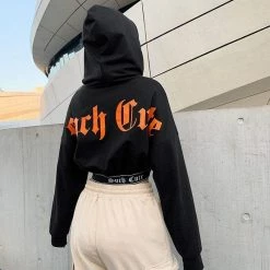 Kinky Cloth Such Cute Gothic Crop Top Hoodie