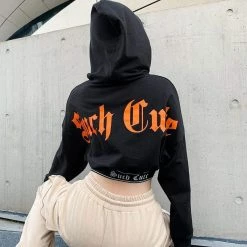 Kinky Cloth Such Cute Gothic Crop Top Hoodie