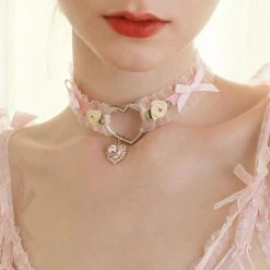 Kinky Cloth Lace Baby Doll Heart Choker ABDL - Adult Baby