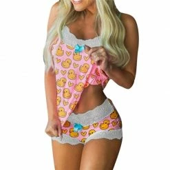 Kinky Cloth Lace Bowknot Sleepwear Set On Sale