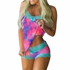 Kinky Cloth Lace Bowknot Sleepwear Set On Sale