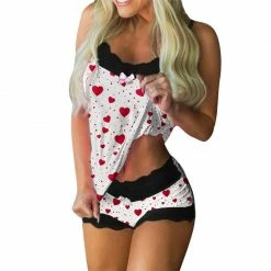 Kinky Cloth Lace Bowknot Sleepwear Set On Sale
