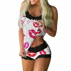 Kinky Cloth Lace Bowknot Sleepwear Set On Sale