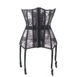 Kinky Cloth Lace Corset With Garters