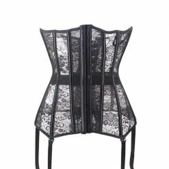 Kinky Cloth Lace Corset With Garters