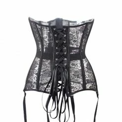 Kinky Cloth Lace Corset With Garters