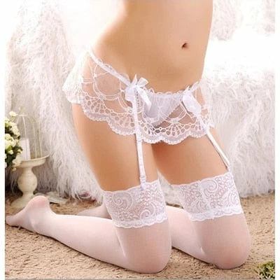 Kinky Cloth Garter Belts Lace Garter Belt & Stockings Set 3 Kinky Cloth Garter Belts Lace Garter Belt & Stockings Set