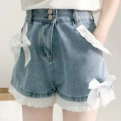 Kinky Cloth Cosplay Lace Hem Bow Denim Shorts 9 Kinky Cloth Cosplay Lace Hem Bow Denim Shorts