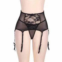 Kinky Cloth Lace High Waist Wide Suspender Belt