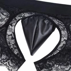 Kinky Cloth Lace Hollow Out Crotchless Boxer Shorts