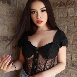 Kinky Cloth Lace Hook Bandage Corset Shirt