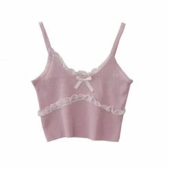 Kinky Cloth Lace Knitted Camis Crop Top Top & Tees