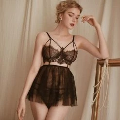 Kinky Cloth Lace Lingerie Set W/Garter Belt Lingerie & Panties