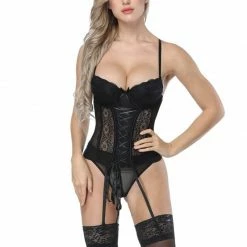 Kinky Cloth Lace Mesh Push Up Corset Lingerie & Panties