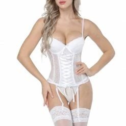 Kinky Cloth Lace Mesh Push Up Corset Lingerie & Panties