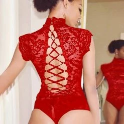 Kinky Cloth Lace Open Back Bodysuit
