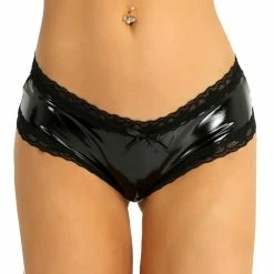 Kinky Cloth Lace Open Crotch V-Back Panties BDSM