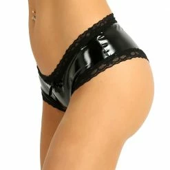 Kinky Cloth Lace Open Crotch V-Back Panties BDSM