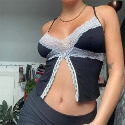 Kinky Cloth Lace Patchwork Cropped Split Cami Crop Tops 9 Kinky Cloth Lace Patchwork Cropped Split Cami Crop Tops