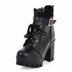 Kinky Cloth Footwear Lace Platform Ankle Boots