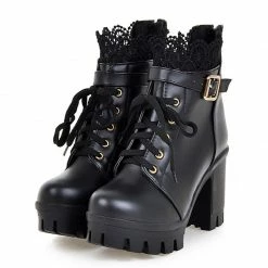 Kinky Cloth Footwear Lace Platform Ankle Boots