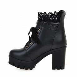 Kinky Cloth Footwear Lace Platform Ankle Boots