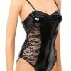 Kinky Cloth Lace Sided Open Crotch Bodysuit Goth