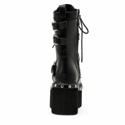 Kinky Cloth On Sale Lace-Up Motorcycle Boots
