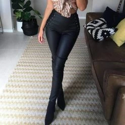 Kinky Cloth Lace Up Pencil Pants