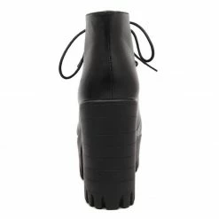 Kinky Cloth Lace Up Platform Ankle Boots