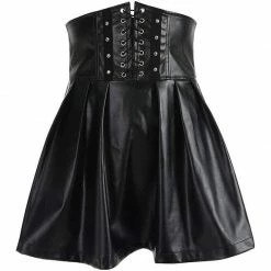 Kinky Cloth Lace Up Waist Mini Pleated Skirt Goth 14 Kinky Cloth Lace Up Waist Mini Pleated Skirt Goth