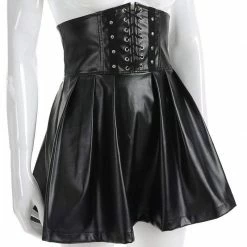 Kinky Cloth Lace Up Waist Mini Pleated Skirt Goth 10 Kinky Cloth Lace Up Waist Mini Pleated Skirt Goth