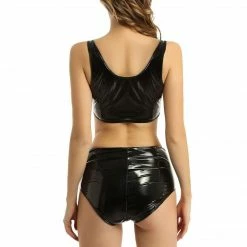 Kinky Cloth Lingerie & Panties Lace Up Wet Look Lingerie Set