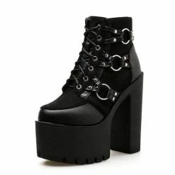 Kinky Cloth Lacing High Heel Platform Boots 11 Kinky Cloth Lacing High Heel Platform Boots