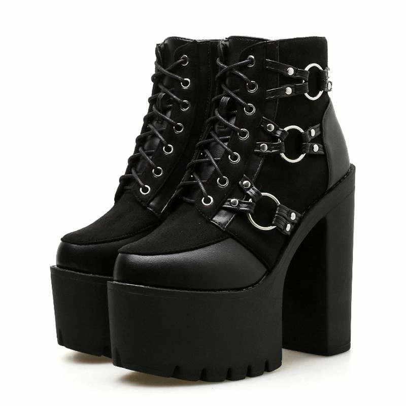 Kinky Cloth Lacing High Heel Platform Boots 1 Kinky Cloth Lacing High Heel Platform Boots