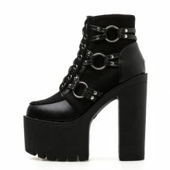 Kinky Cloth Lacing High Heel Platform Boots