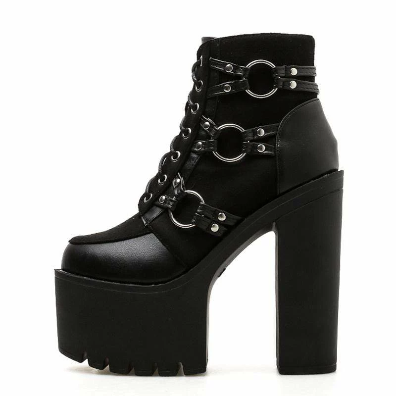 Kinky Cloth Lacing High Heel Platform Boots 2 Kinky Cloth Lacing High Heel Platform Boots