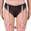 Kinky Cloth Goth Leather Bow Garter Belt Leg Harness