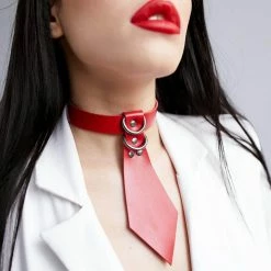 Kinky Cloth Leather Necktie Gothic Choker