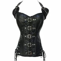 Kinky Cloth Plus Size Leather Steel Boned Corset