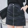 Kinky Cloth Leather Zip Front PU Skirt
