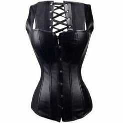 Kinky Cloth Leather Zipper Steel Boned Corset