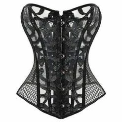 Kinky Cloth Leather Zipper Steel Boned Corset